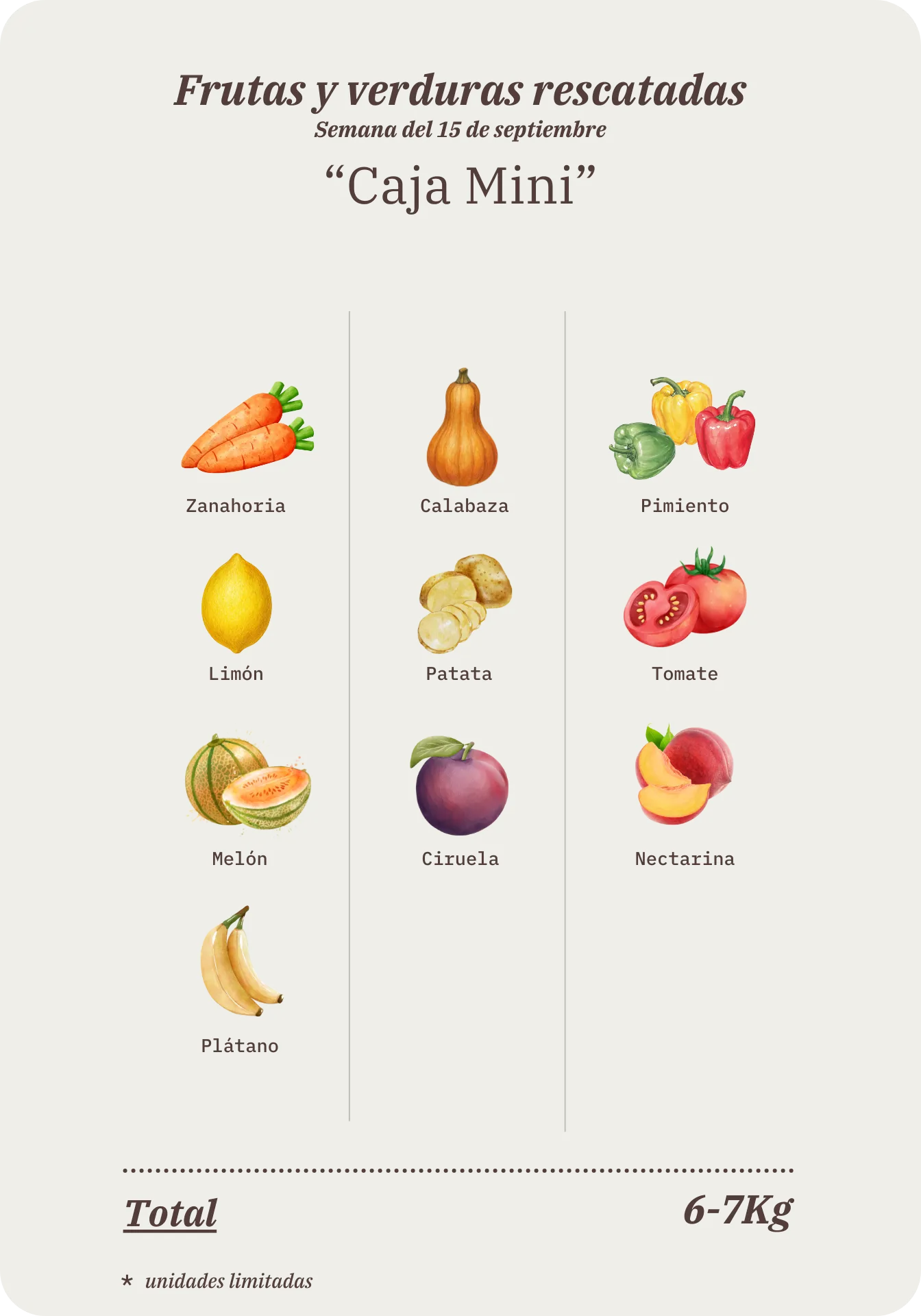 Contenido de la Caja Mini Remolona de esta semana